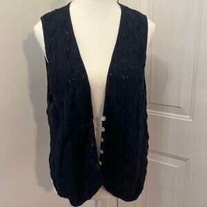Vintage Navy Blue Knit Sweater Vest Cotton Forever Size Medium
